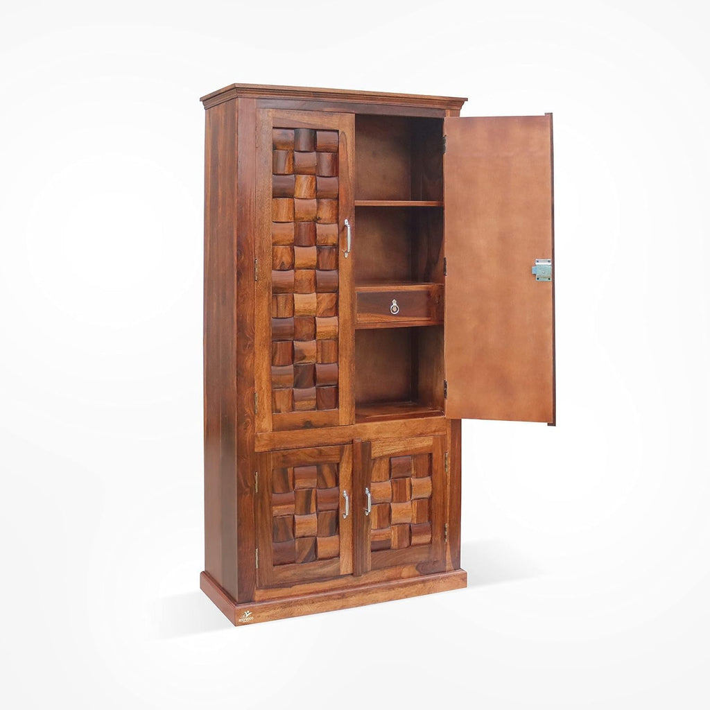 Ambica Woodmart Sheesham wood wardrobe in honey finish, photo 7