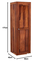 Mamon Wood Decor Single Door Wardrobe with 5 open shelves – Allen - Honey