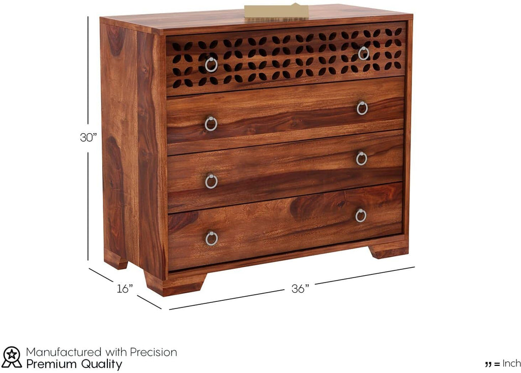 Ambica Woodmart Sheesham wood chest of drawers in brown finish, photo 3