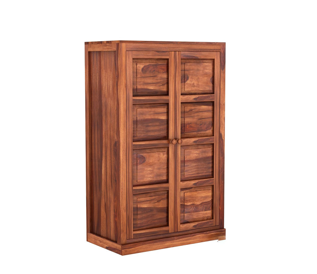 Mamon Wood Decor 2 Door Wardrobe with 2 shelves & hanging space – Ford - Honey