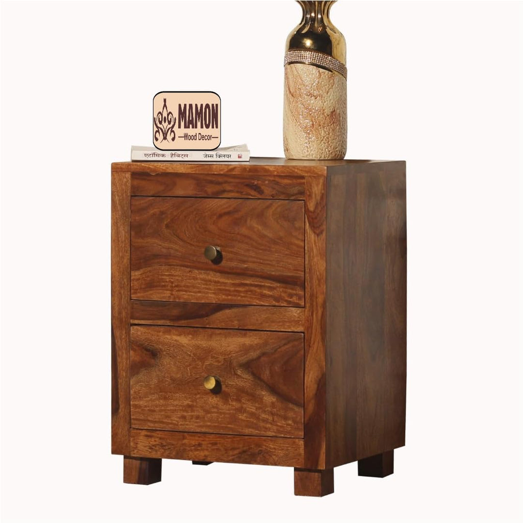 Mamon Wood Decor Sheesham Wood Bedside Table – Design 3
