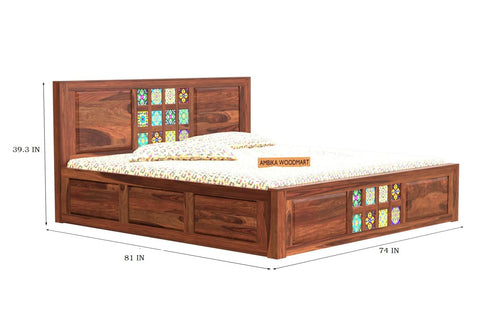 Brown | Ambica Woodmart Sheesham wood bed, brown, photo 2