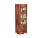 Mamon Wood Decor 1 Door Wardrobe with 2 drawers, 2 shelves & hanging - Honey