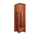 Mamon Wood Decor Single Door Wardrobe with 1 drawer & 4 shelves – Davis - Honey