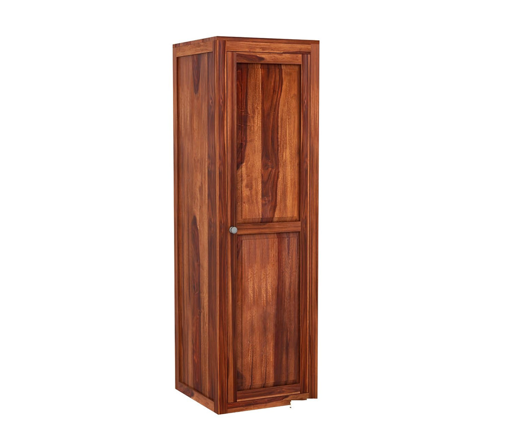 Mamon Wood Decor Single Door Wardrobe with 5 open shelves – Adam - Honey