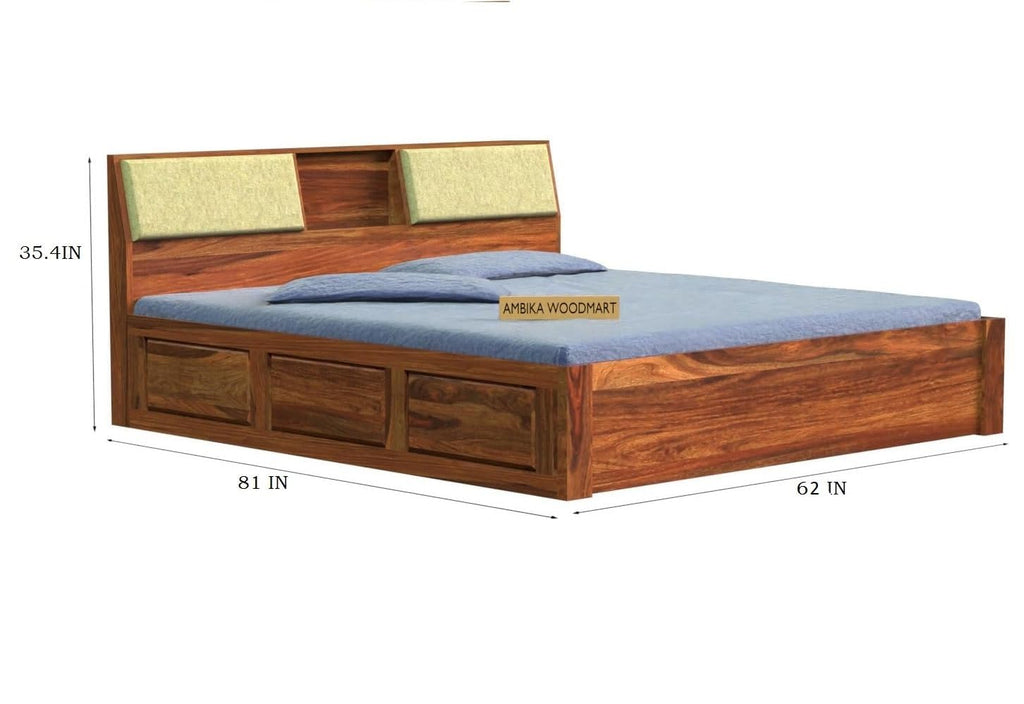 Natural | Ambica Woodmart Sheesham wood bed, natural, photo 3