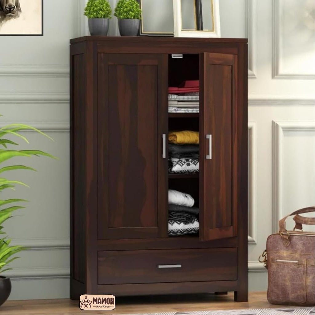 Mamon Wood Decor Woodcrony Sheesham Wood Wardrobe with 1 Drawer and 3