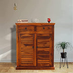 Mamon Wood Decor Wooden Shoe Cabinet for Living Room – Brown