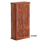 Mamon Wood Decor Solid Sheesham Wood Furniture 4 Door Almirah – Brown