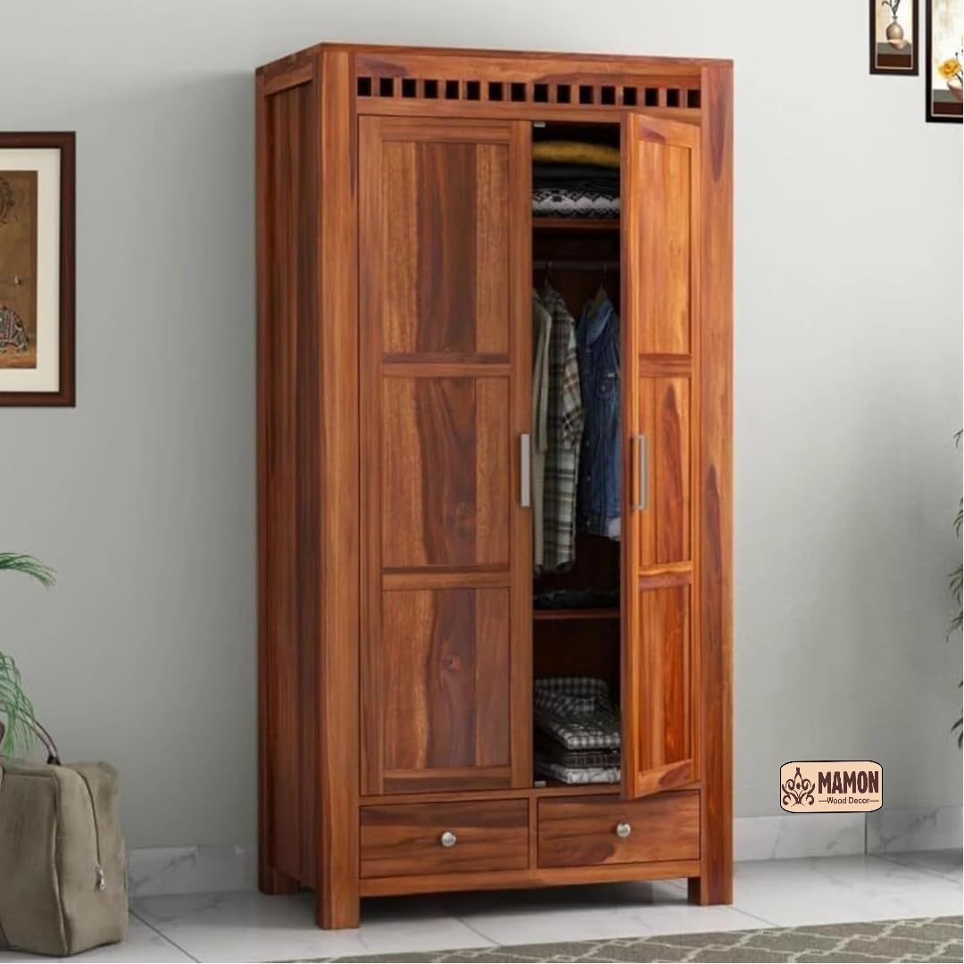 Mamon Wood Decor Sheesham Wood Wardrobe – Brown
