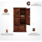 Mamon Wood Decor Sheesham Wood Wardrobe for Bedroom Modular Wooden