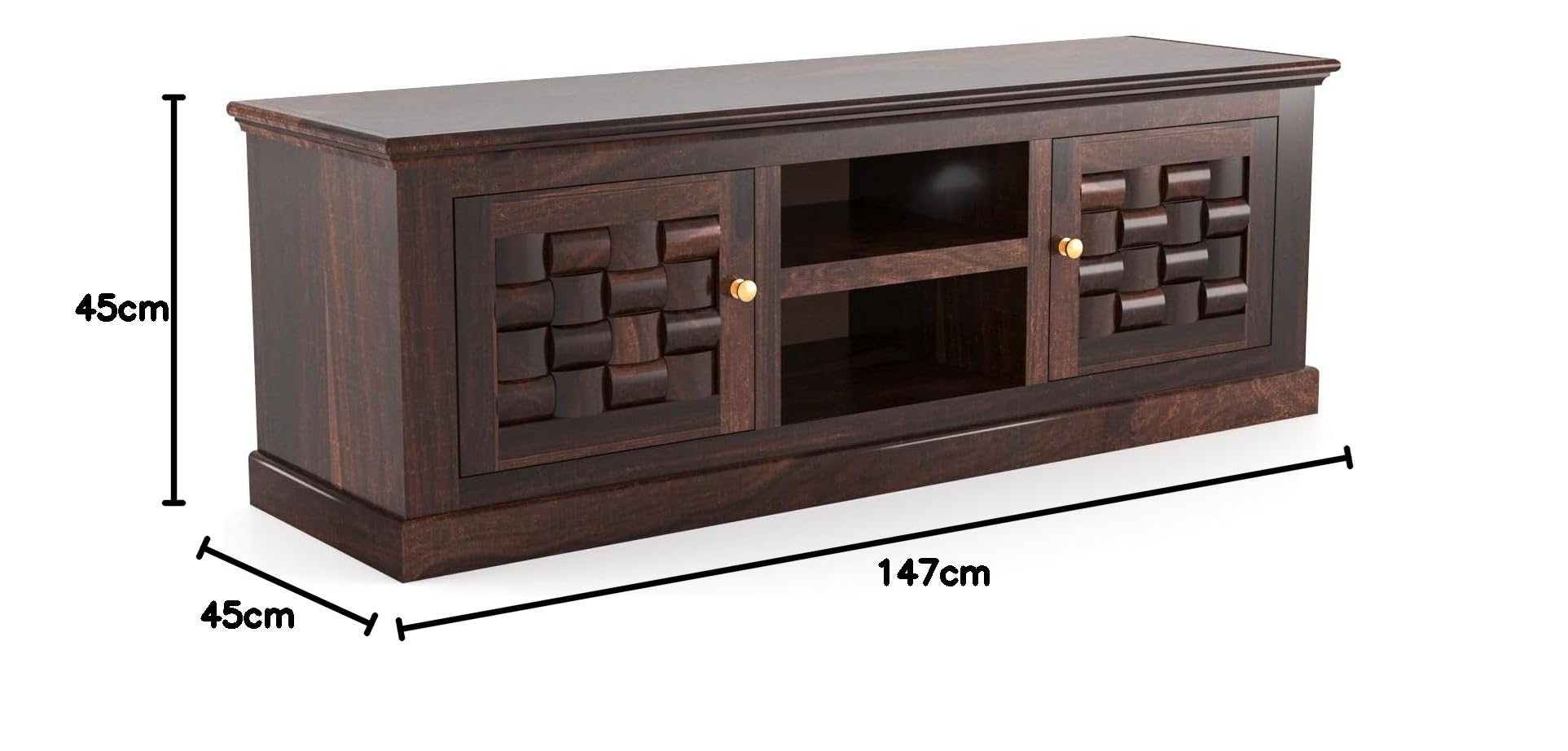 Mamon Wood Decor Woodcrony Davis Solid Sheesham Wood Tv Cabinet with 2