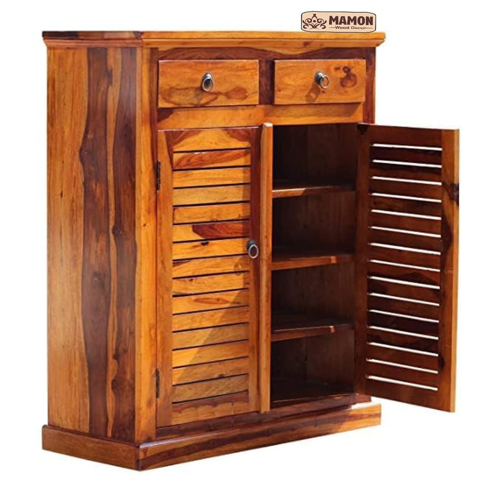 Mamon Wood Decor Wooden Shoe Cabinet for Living Room – Brown