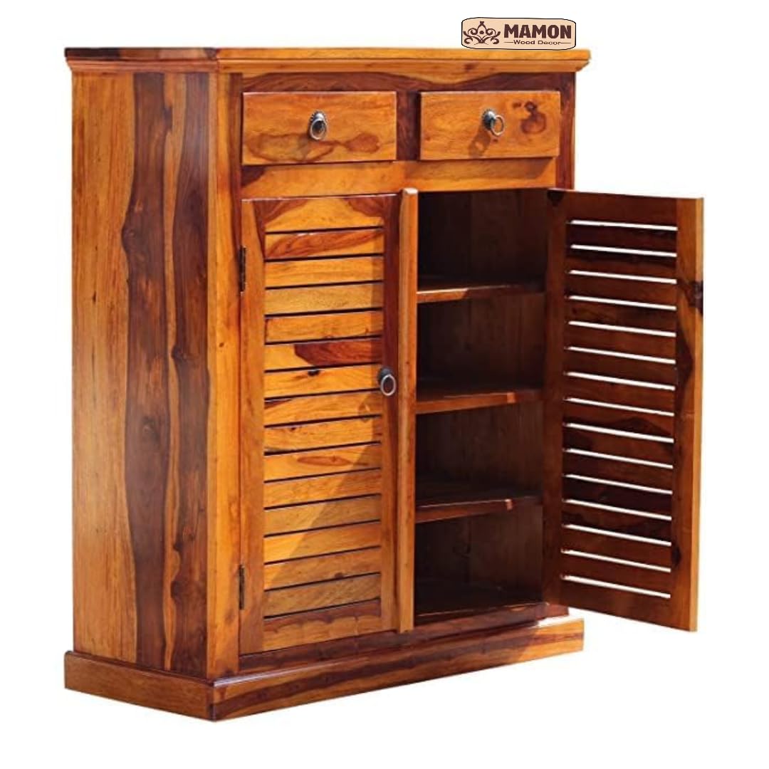 Mamon Wood Decor Wooden Shoe Cabinet for Living Room – Brown