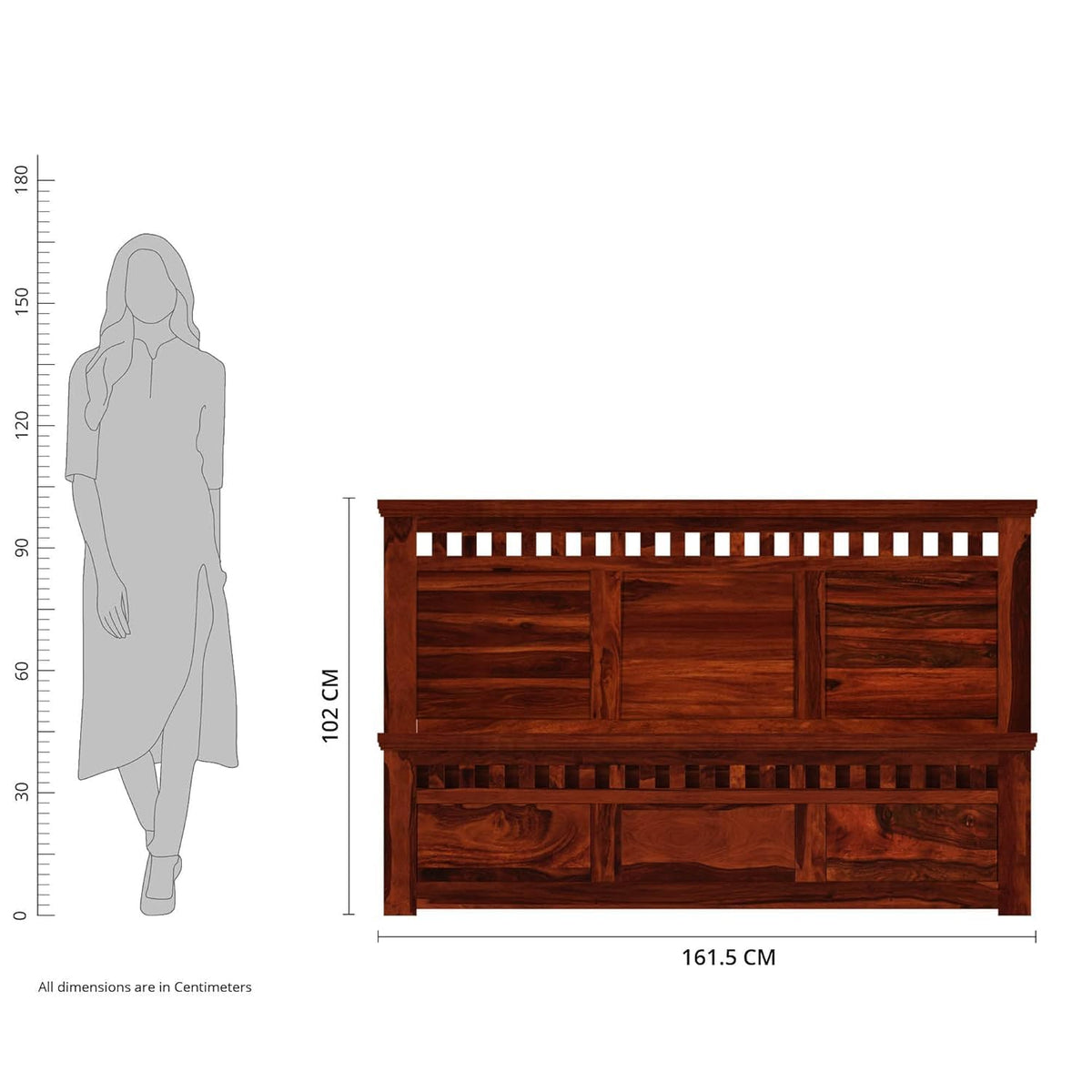 Brown | Ambica Woodmart Sheesham wood bed, brown, photo 9