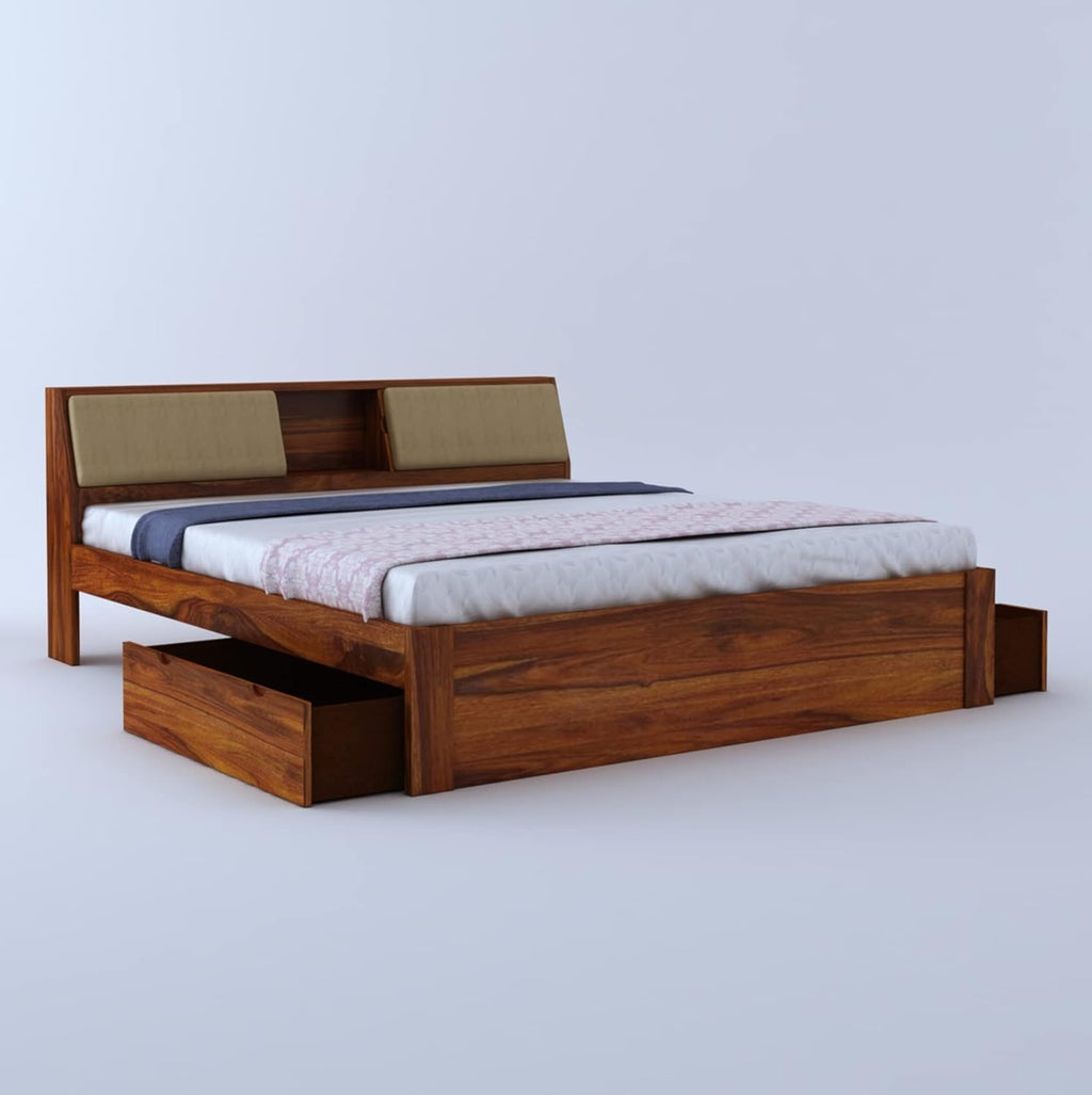 Ambica Woodmart Sheesham wood bed in brown finish, photo 4