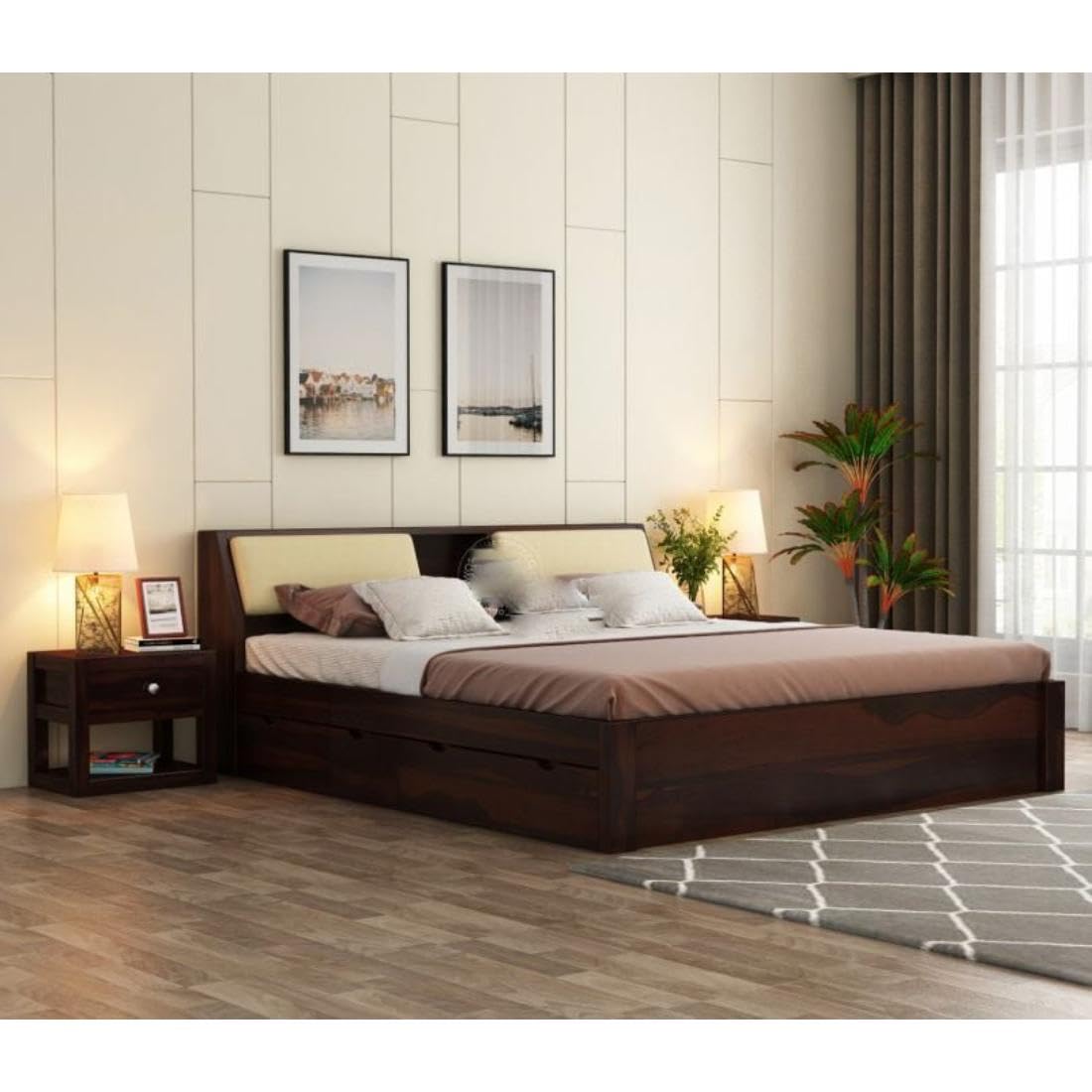 Dark Walnut | Ambica Woodmart Sheesham wood bed, dark walnut, photo 9