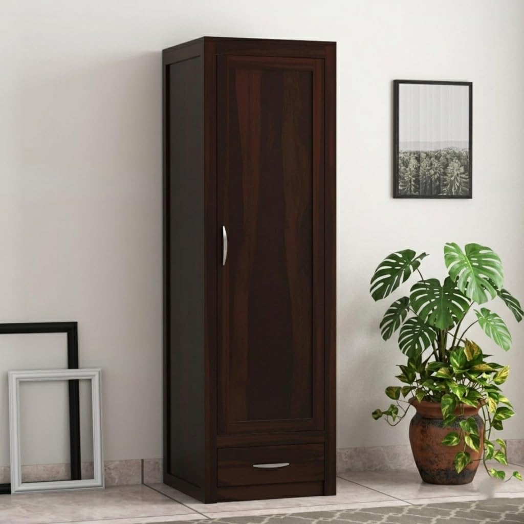 Mamon Wood Decor Woodcrony Solid Sheesham Wood Single Door Wardrobe
