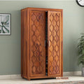 Mamon Wood Decor 2 Door Wardrobe with 2 drawers, 3 shelves & hanging - Honey