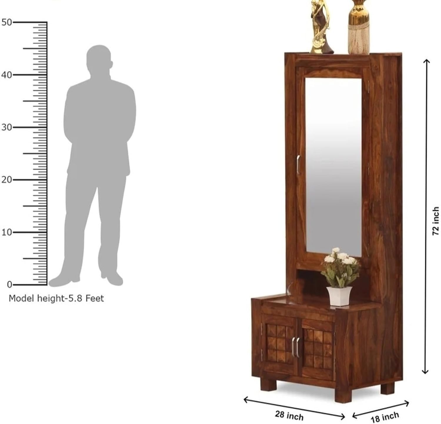 Mamon Wood Decor Solid Wood Dressing Table – Honey Oak Finish