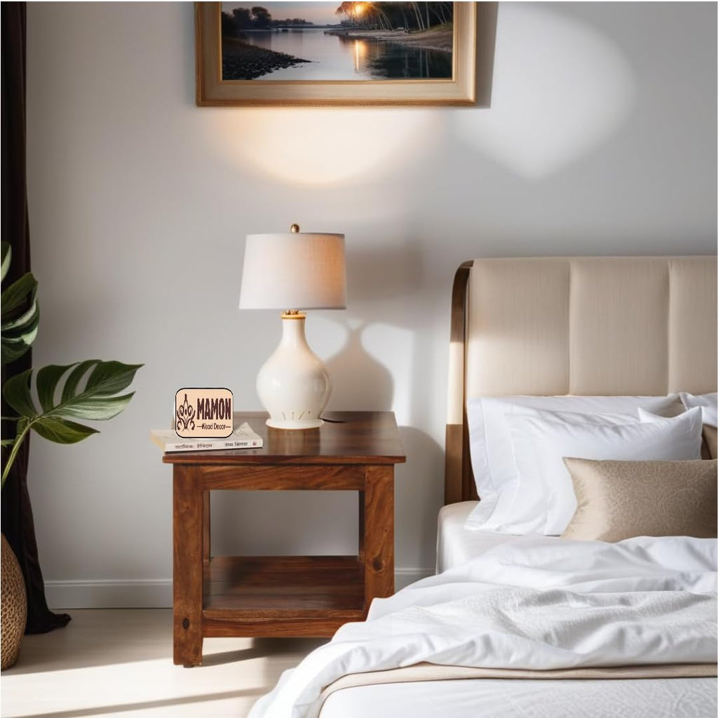 Mamon Wood Decor Sheesham Wood Bedside Table – Design 7