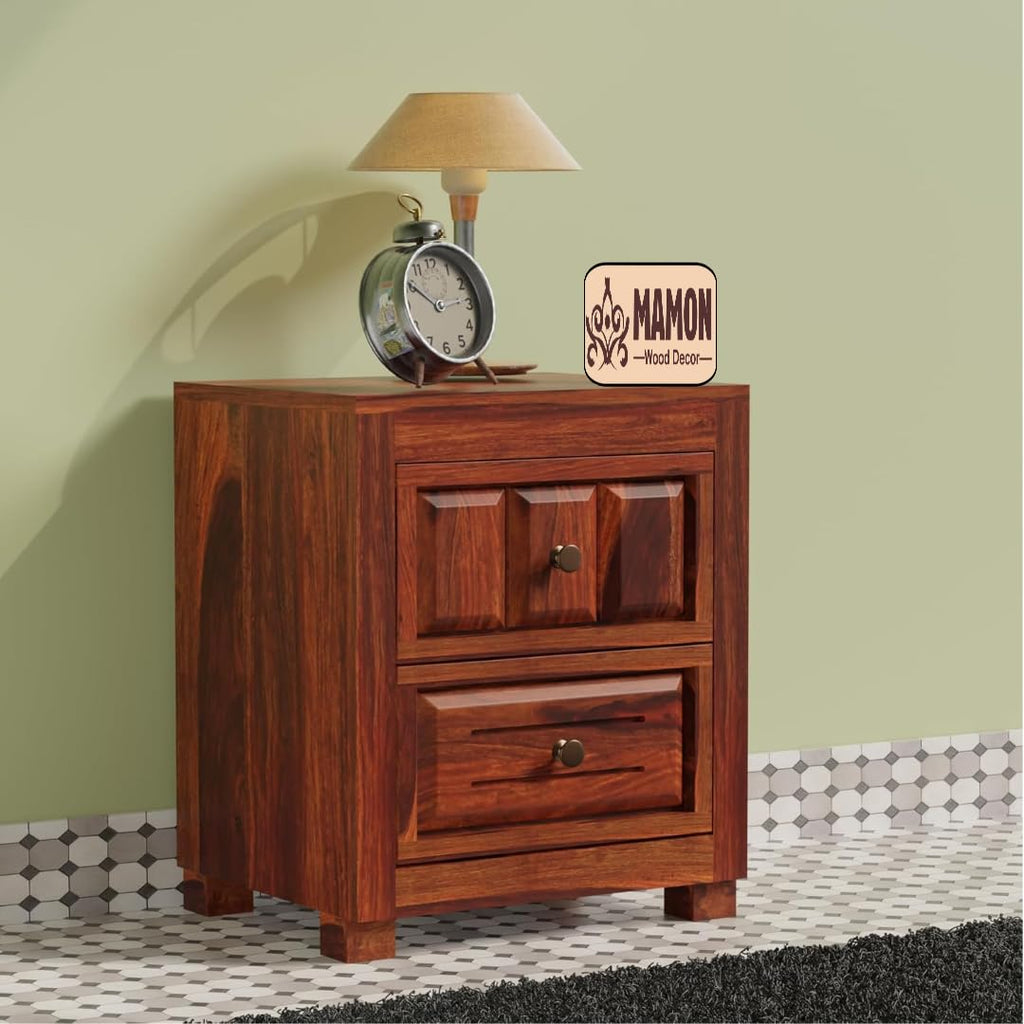 Mamon Wood Decor Sheesham Wood Bedside Table – Design 12