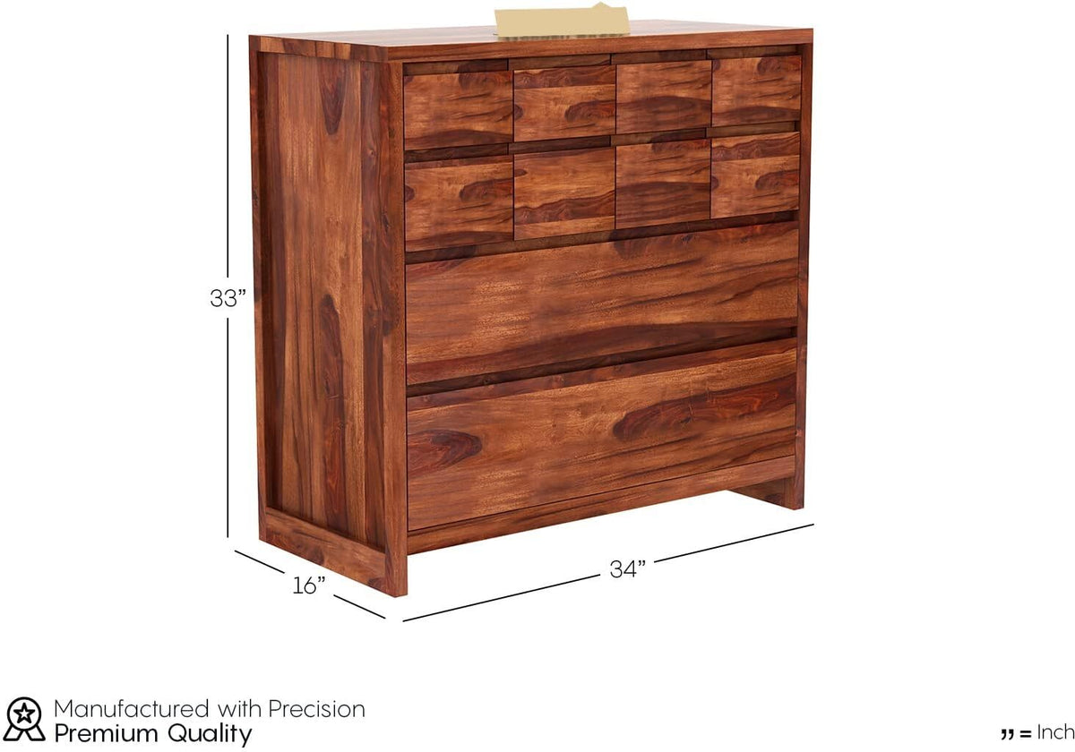 Ambica Woodmart Sheesham wood chest of drawers in brown finish, photo 3