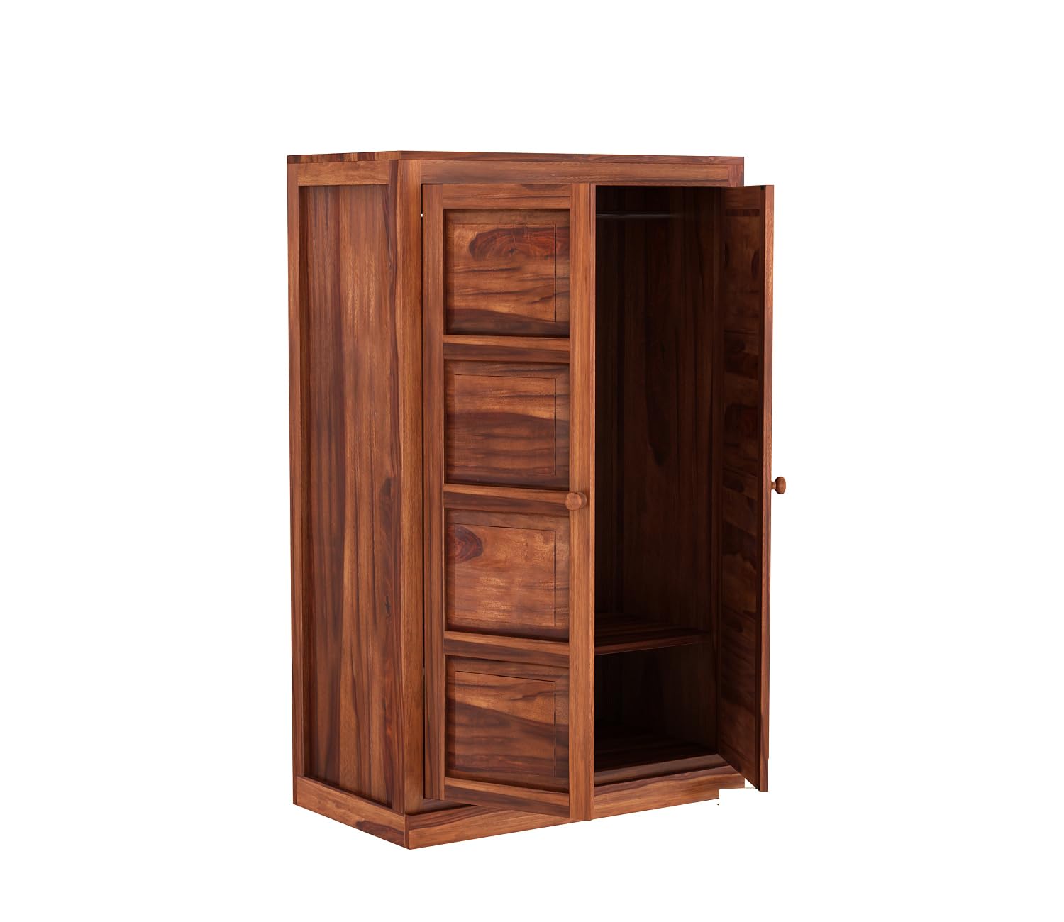 Mamon Wood Decor 2 Door Wardrobe with 2 shelves & hanging space – Ford - Honey