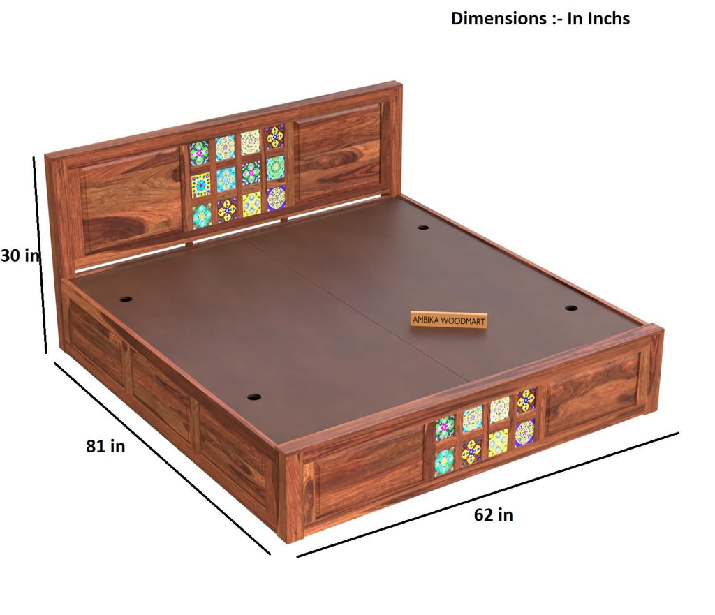 Honey | Ambica Woodmart Sheesham wood bed, honey, photo 7