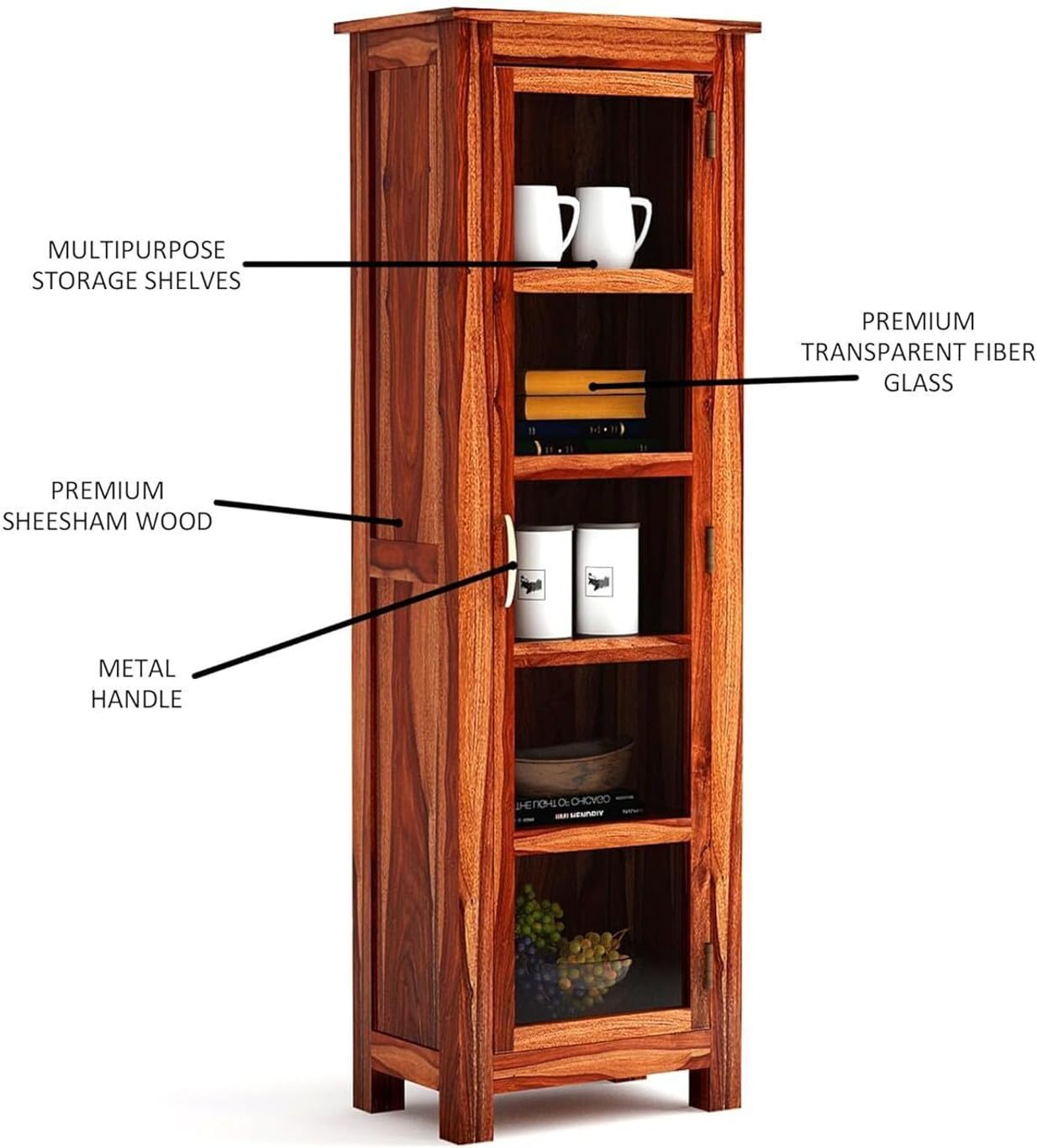 Mamon Wood Decor Sheesham Wood Multipurpose Book Shelf – Teak Brown