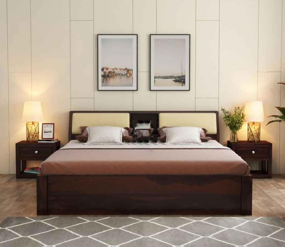 Dark Walnut | Ambica Woodmart Sheesham wood bed, dark walnut, photo 23