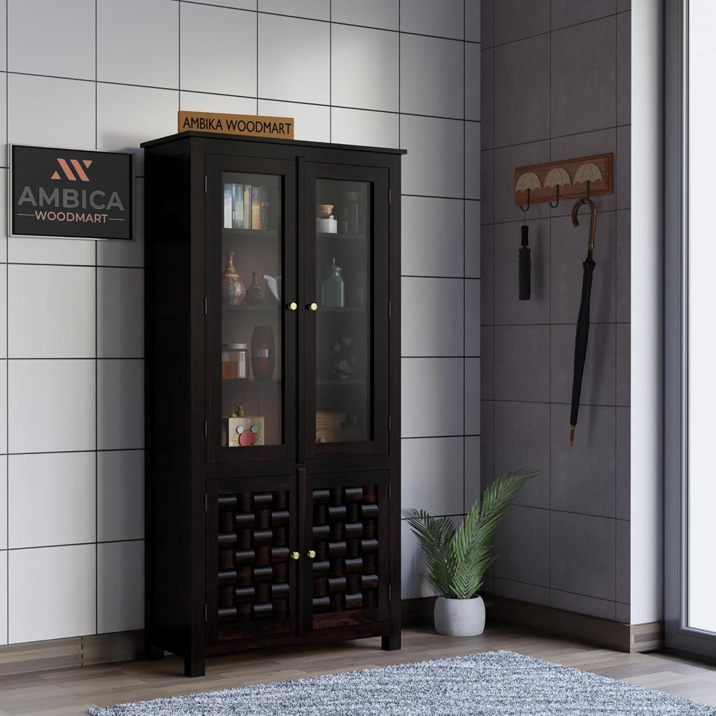 Ambica Woodmart Sheesham wood wardrobe in dark walnut finish, photo 1