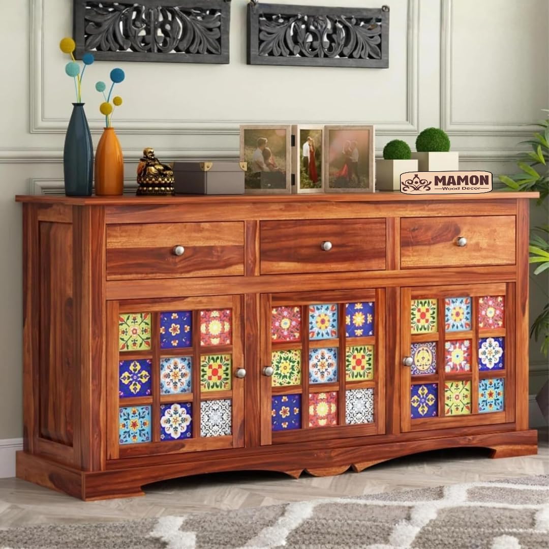 Mamon Wood Decor Sheesham Wood Cupbord, 3 Drowar Wardrobe, Almirah
