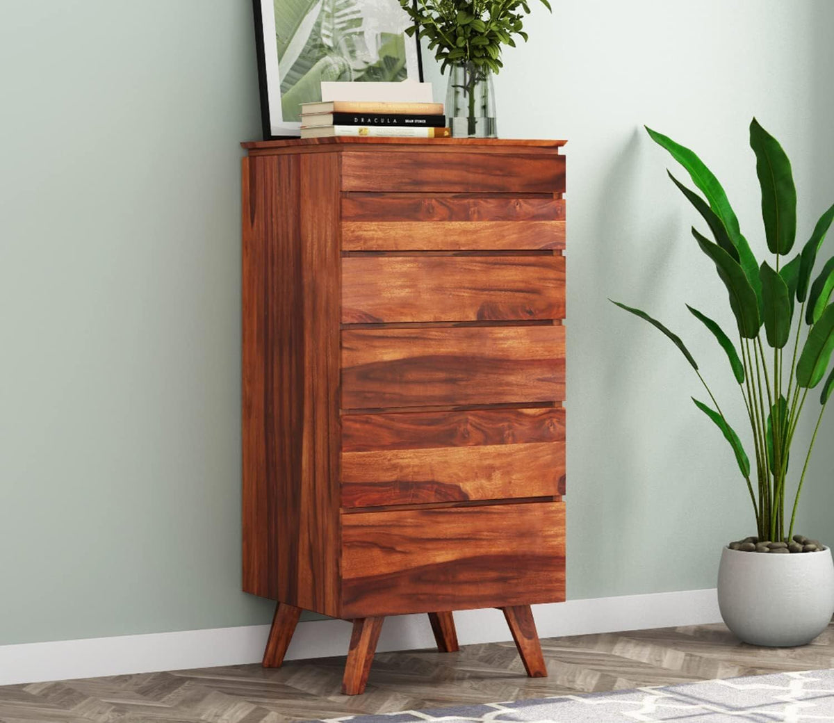 Honey | Ambica Woodmart Sheesham wood chest of drawers, honey, photo 1