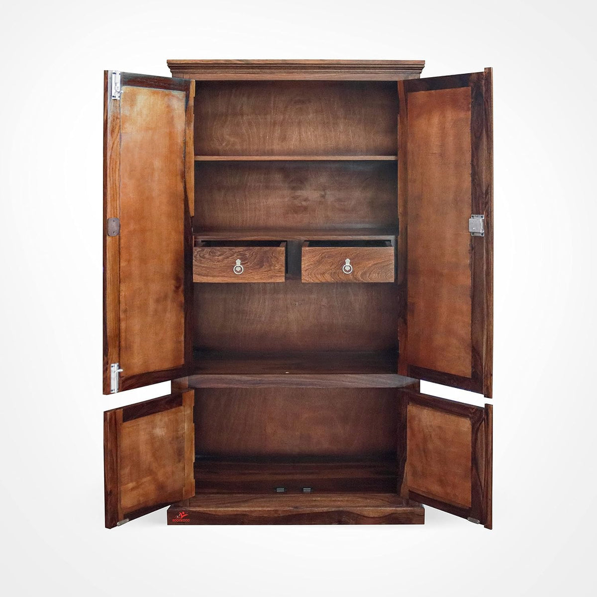 Ambica Woodmart Sheesham wood wardrobe in natural honey finish, photo 5