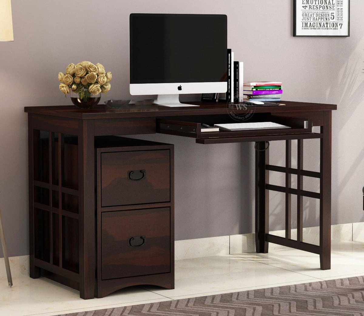 Ambica Woodmart Sheesham wood study table in honey finish, photo 1