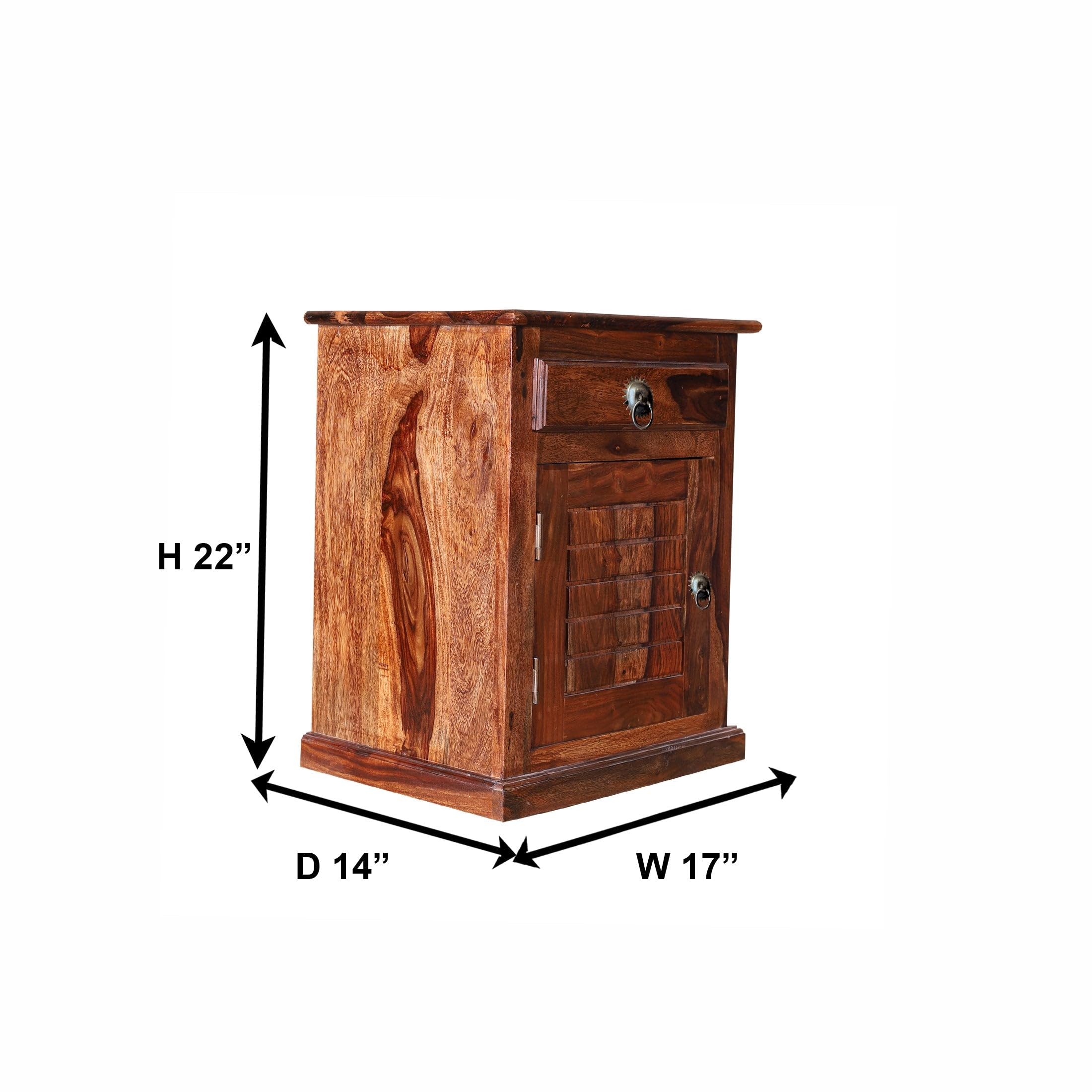 Mamon Wood Decor Sheesham Wood Bedside Table – Design 6