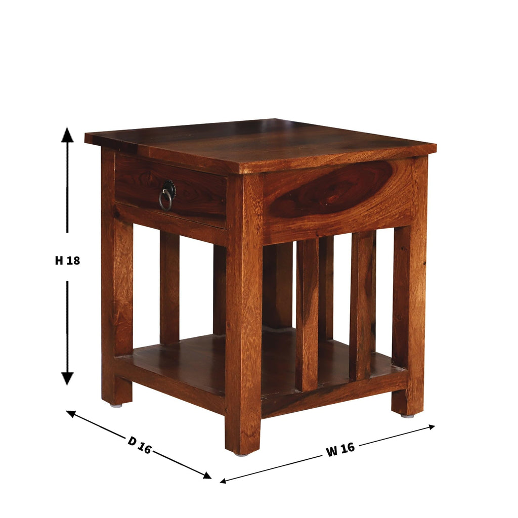 Mamon Wood Decor Sheesham Wood Bedside Table – Design 2