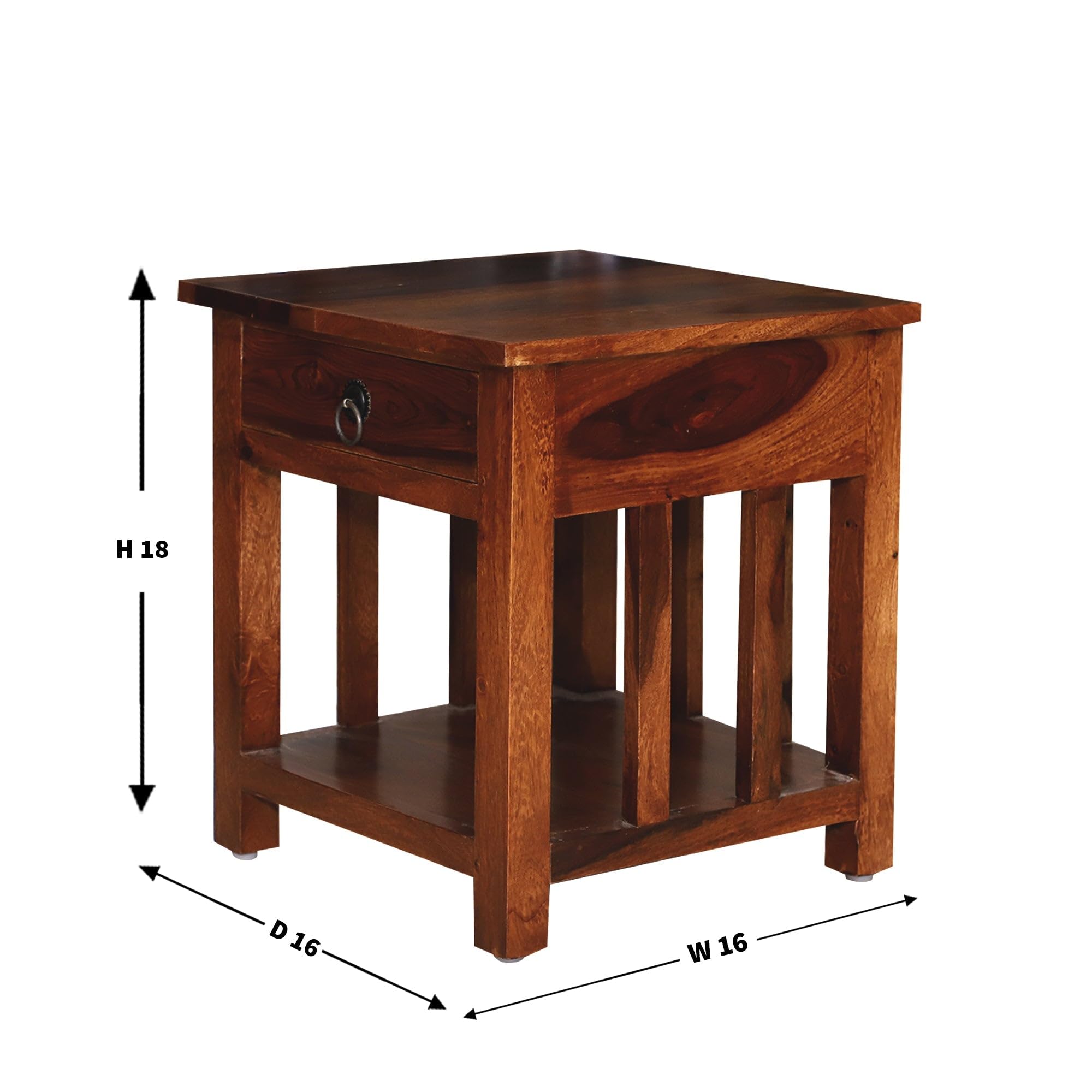 Mamon Wood Decor Sheesham Wood Bedside Table – Design 2