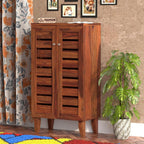 Mamon Wood Decor Wooden Small Shoe Rack with Door, Shoe Rack Cabinet