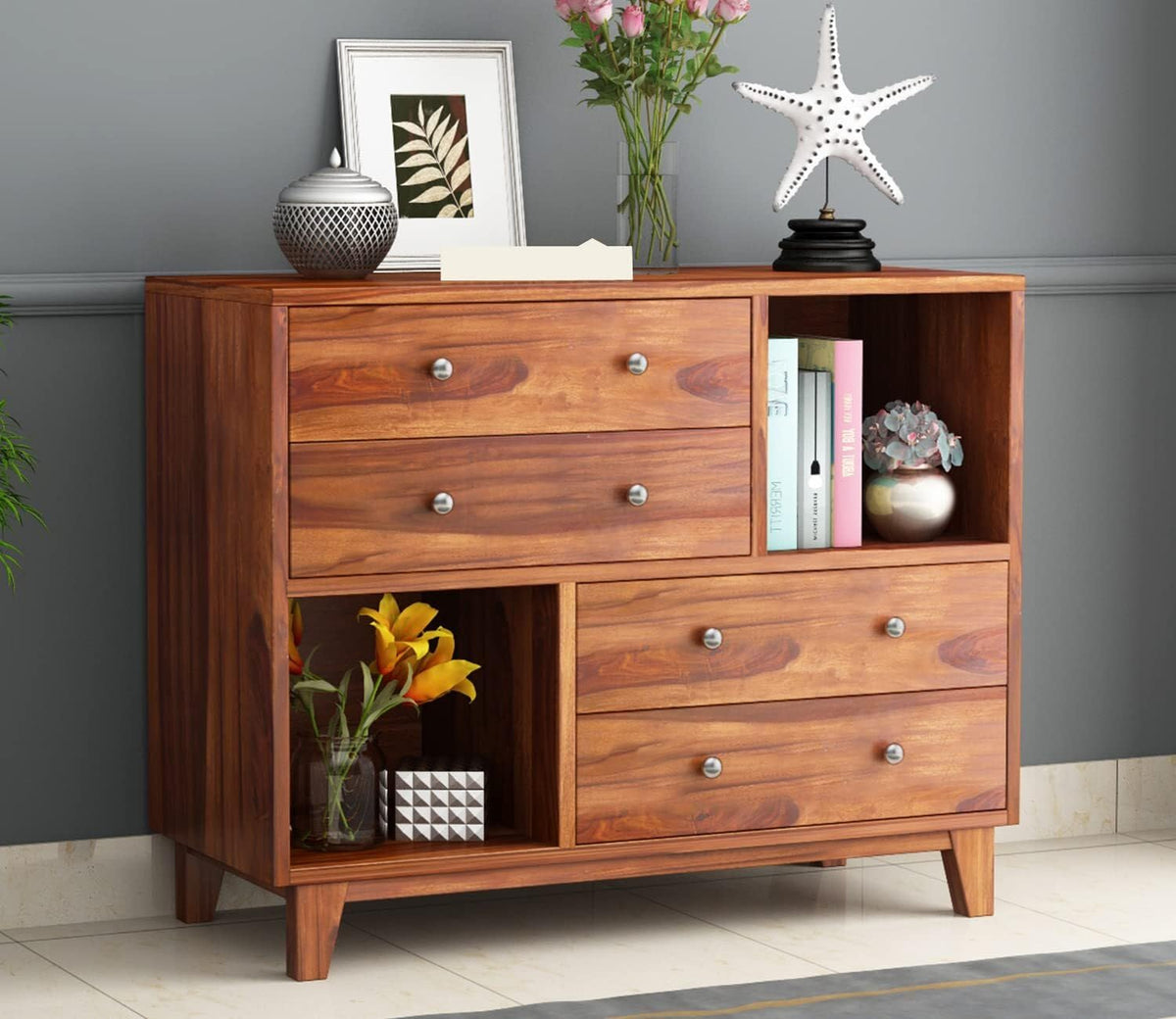 Honey | Ambica Woodmart Sheesham wood chest of drawers, honey, photo 7