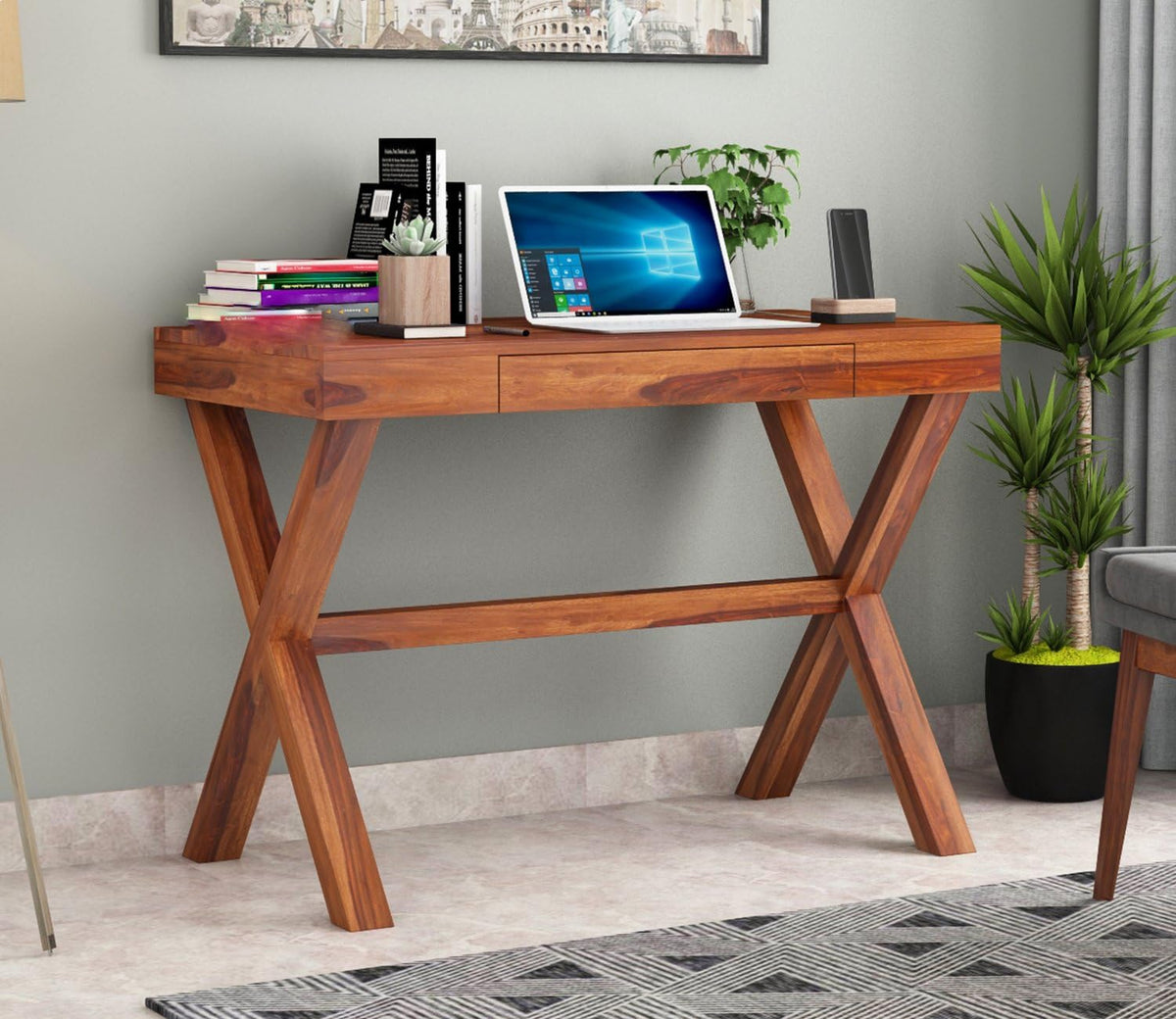 Honey | Ambica Woodmart Sheesham wood study table, honey, photo 1