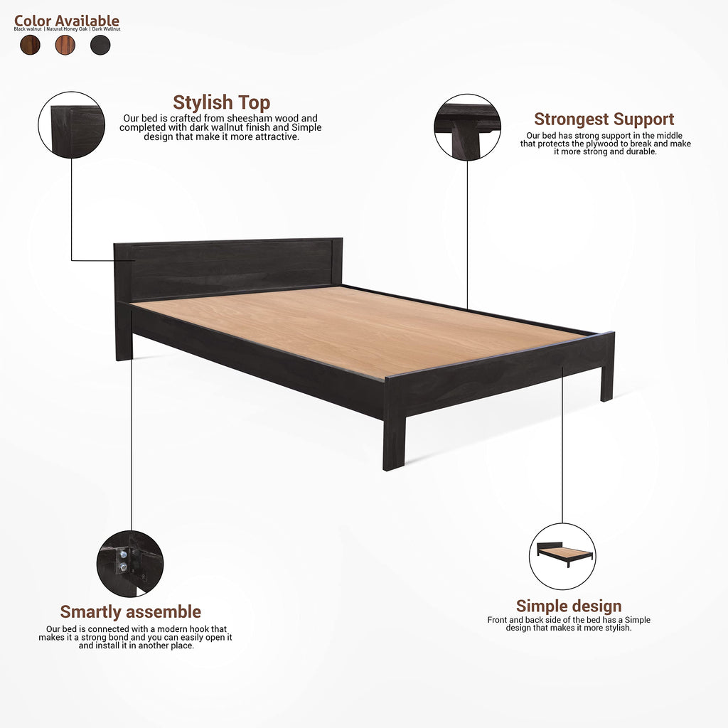 Walnut | Ambica Woodmart Sheesham wood bed, walnut, photo 13