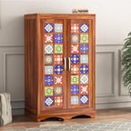 Mamon Wood Decor 2 Door Wardrobe with 2 shelves & hanging space – Ryan - Honey
