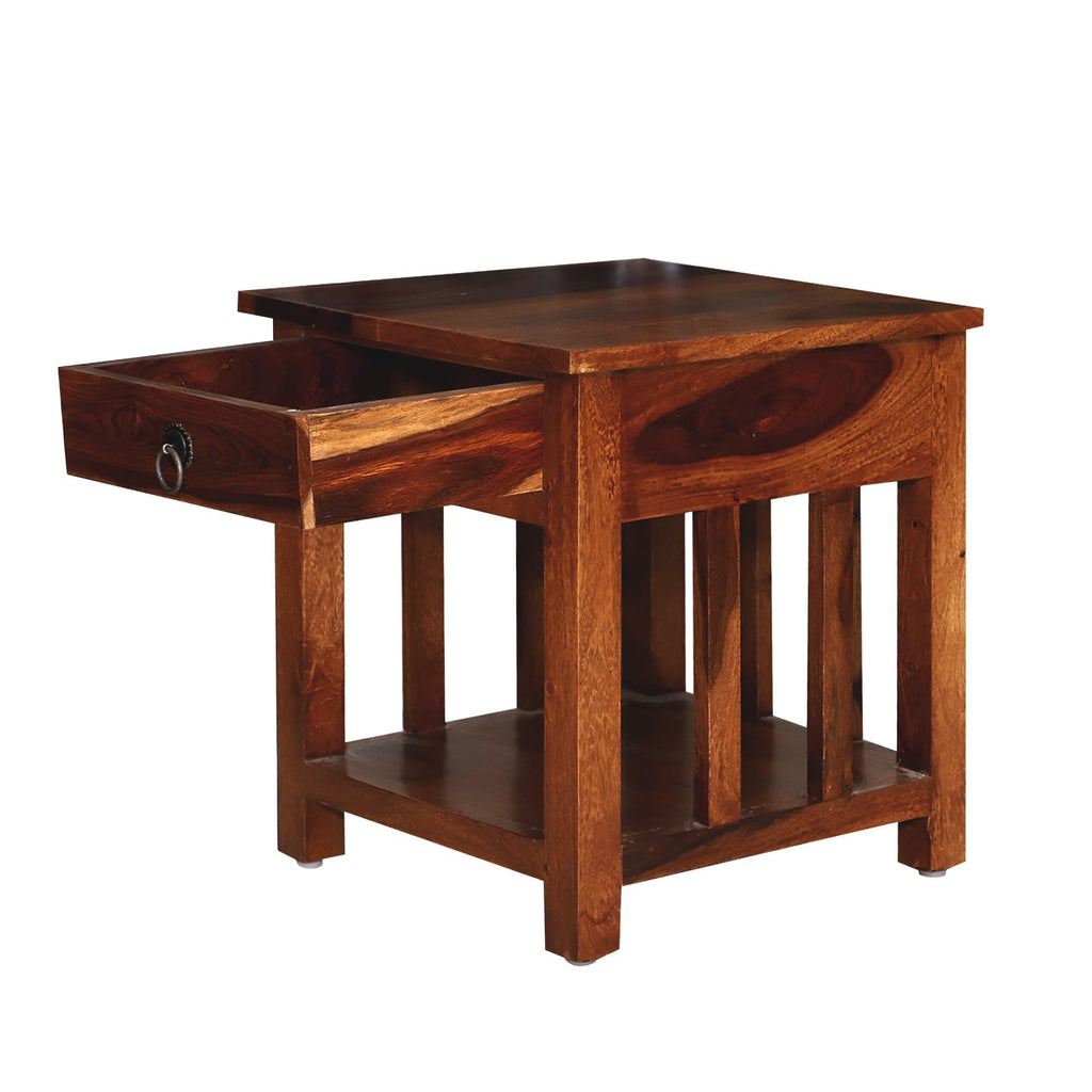 Mamon Wood Decor Sheesham Wood Bedside Table – Design 2