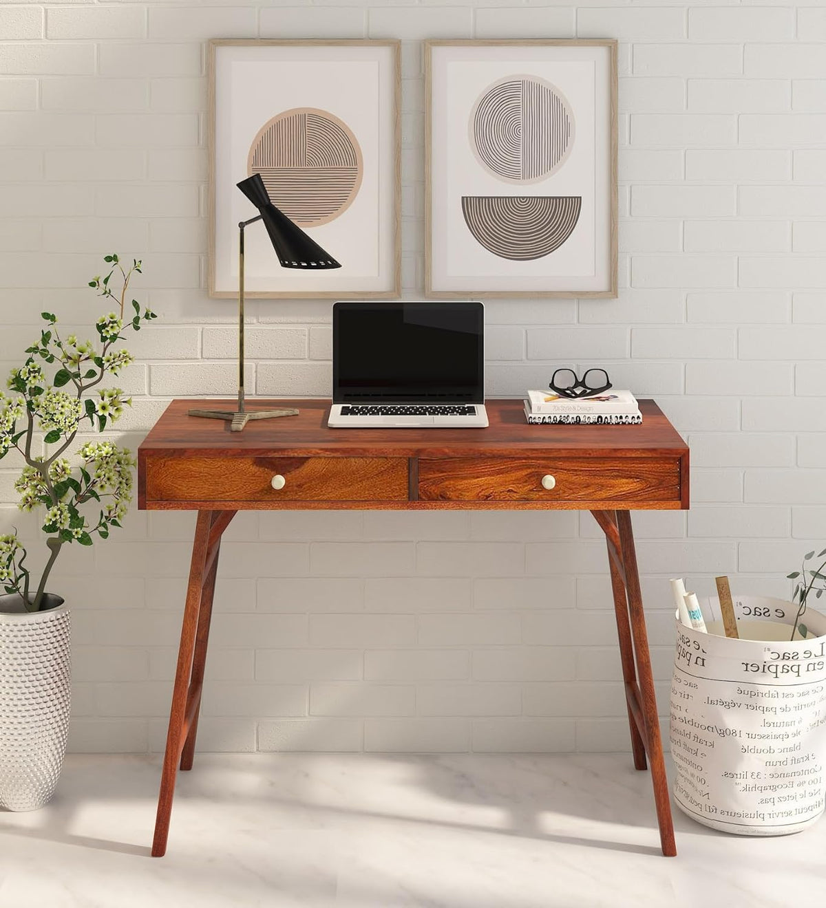 Ambica Woodmart Sheesham wood study table in honey finish, photo 1