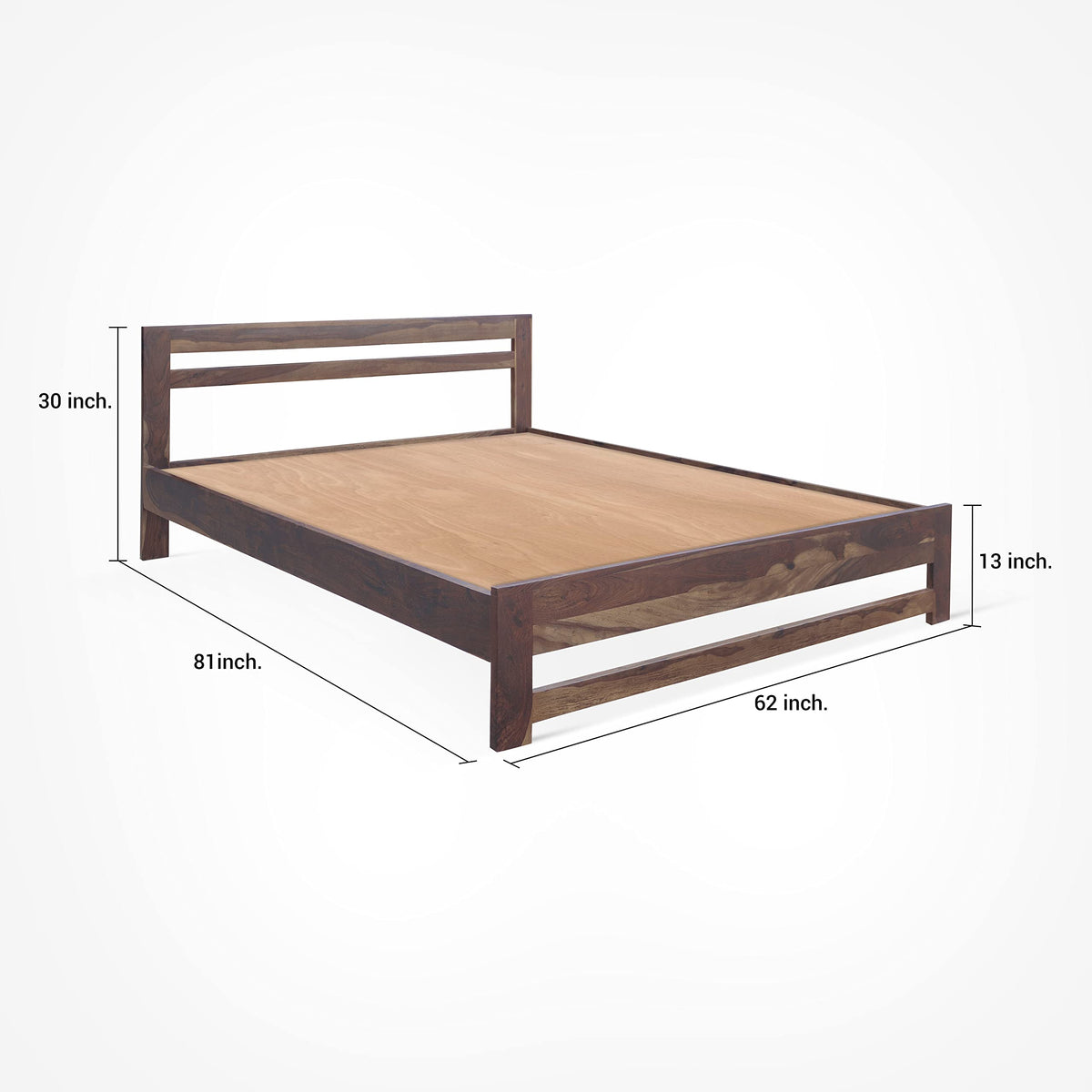 Light Walnut | Ambica Woodmart Sheesham wood bed, light walnut, photo 7