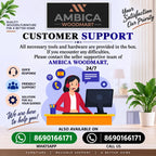 Ambica Woodmart customer support banner