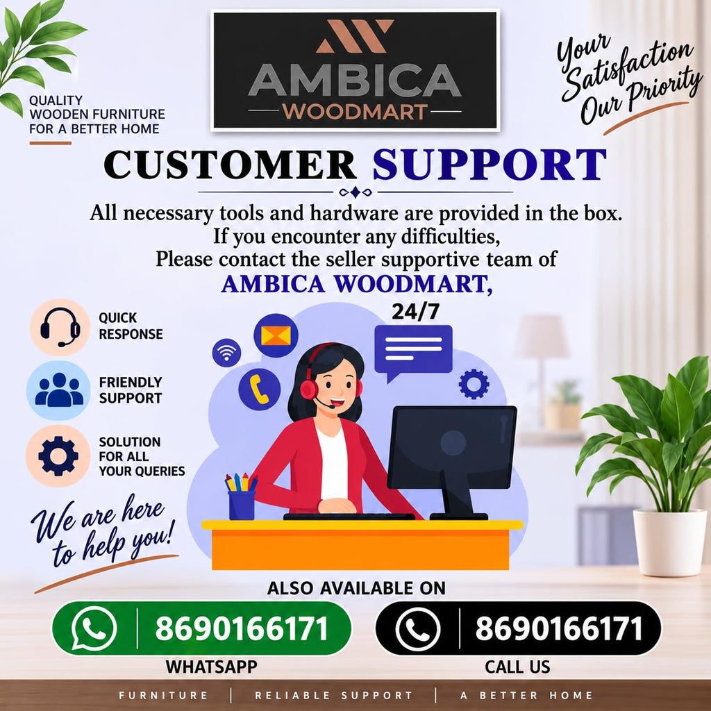 Ambica Woodmart customer support banner