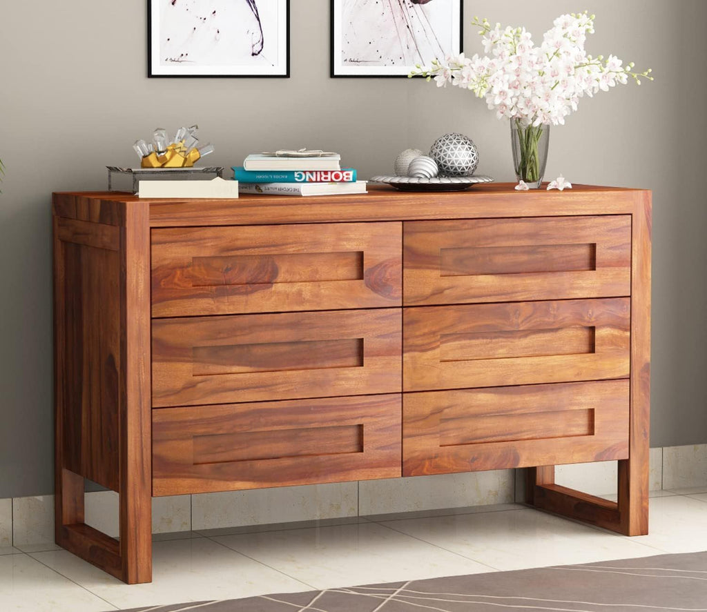 Ambica Woodmart Sheesham wood chest of drawers in teak finish, photo 1